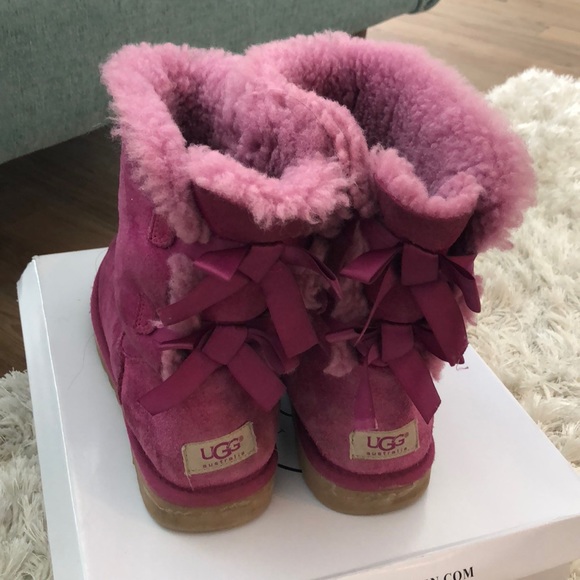 Magenta Bailey Bow Ugg Boots - Picture 3 of 3